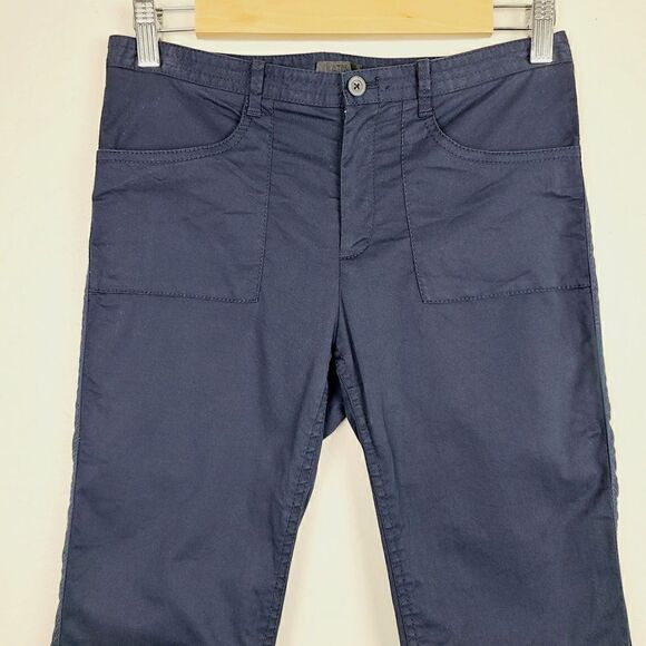 ATM Casual Pants 4 Navy Blue Poplin Pockets Skinny‎ Casual Mid-Rise Belt … - Picture 3 of 8